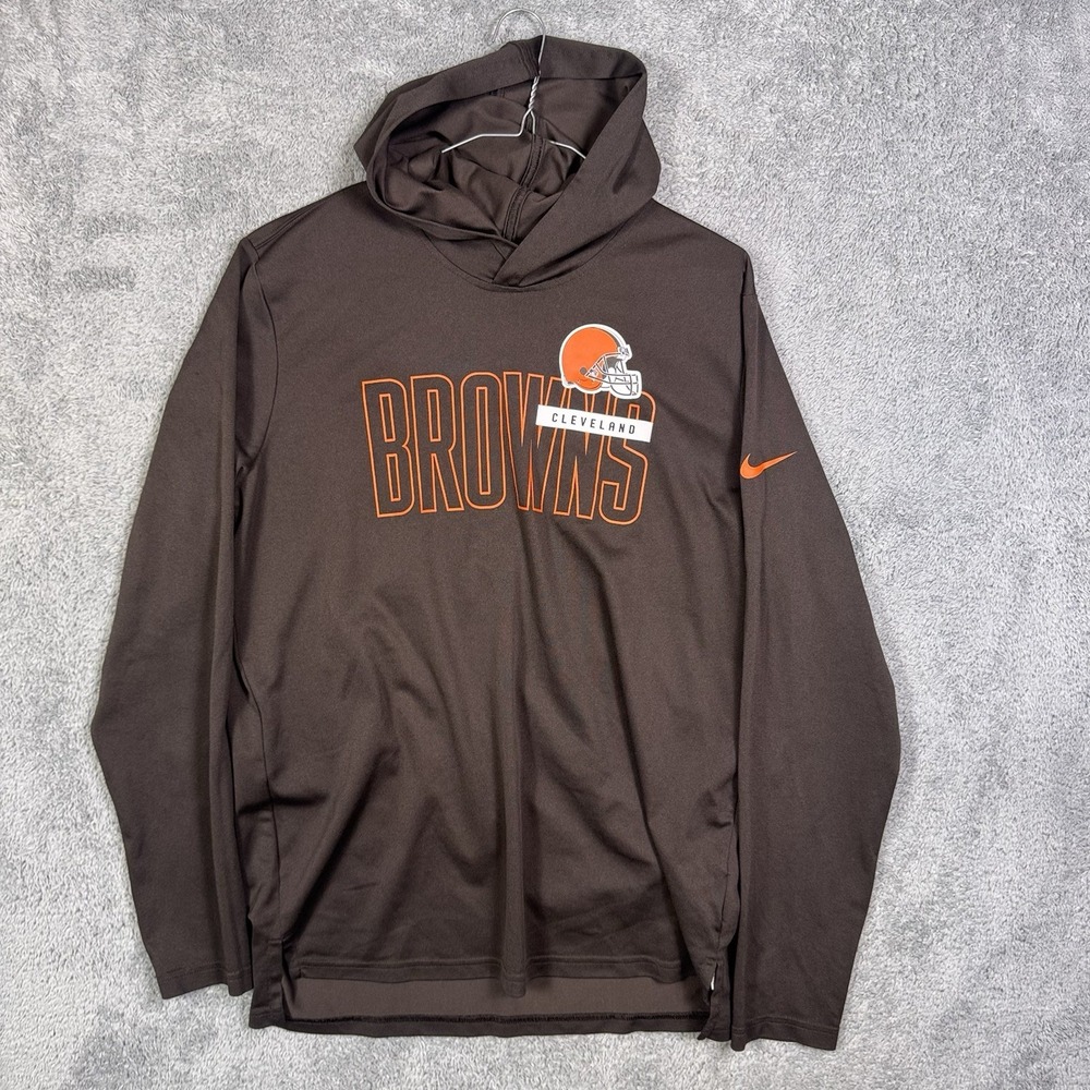 Cleveland Browns Hoodie Men L Nike Dri Fit Pullover Shirt Lightweight Sweatshirt